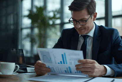 en affärsman som analyserar statistik